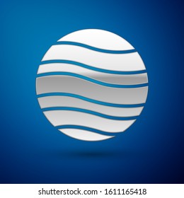 Silver Planet Jupiter icon isolated on blue background.  Vector Illustration