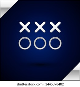Silver Planning strategy concept icon isolated on dark blue background. Soccer or american football cup formation and tactic.  Vector Illustration