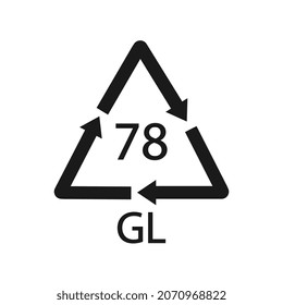 Silver plated glass. Glass recycling code 78 GL. Vector illustration