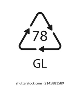 Silver plated glass. Glass recycling code 78 GL. Vector illustration