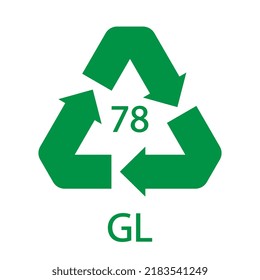 Silver plated glass. Glass recycling code 78 GL. Vector illustration