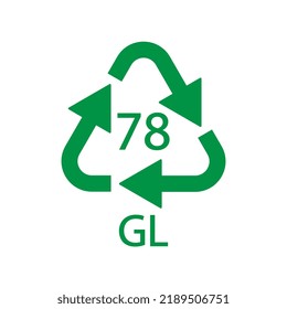 Silver plated glass. Glass recycling code 78 GL. Vector illustration