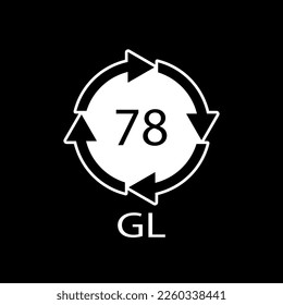 Silver plated glass. Glass recycling code 78 GL. Vector illustration