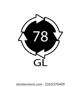 Silver plated glass. Glass recycling code 78 GL. Vector illustration