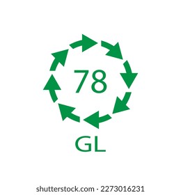 Silver plated glass. Glass recycling code 78 GL. Vector illustration