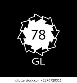 Silver plated glass. Glass recycling code 78 GL. Vector illustration