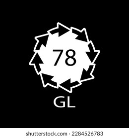 Silver plated glass. Glass recycling code 78 GL. Vector illustration