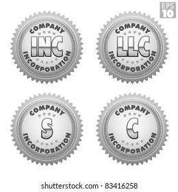 Silver or platinum burst, certificate labels for incorporation, LLC, S-corp, C-corp,