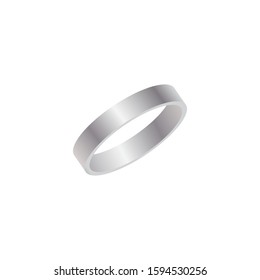 Silver or platinum ring.Vector illustration isolated on white background.