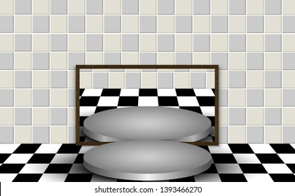 silver podium with mirror in the studio room