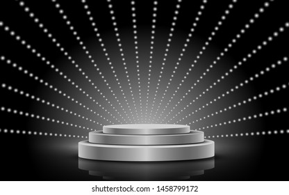 Silver Podium With White Light In The Studio Room