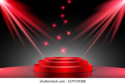 silver podium and white light in the studio room