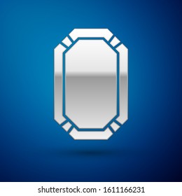 Silver Poker table icon isolated on blue background.  Vector Illustration