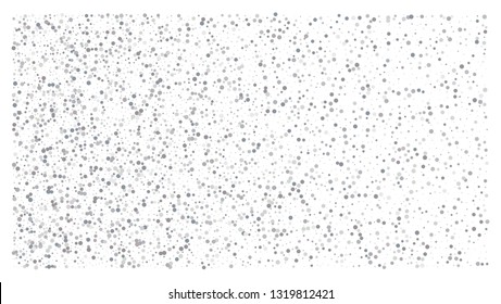 Silver polka dot small confetti on white background. Luxury festive background. Silver shiny abstract texture. Element of design. Vector 