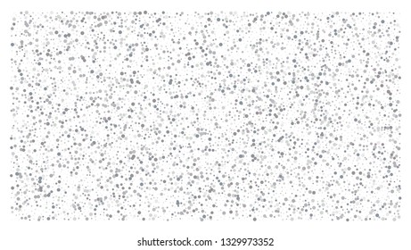 Silver polka dot small confetti on white background. Luxury festive background. Silver shiny abstract texture. Element of design. Vector 
