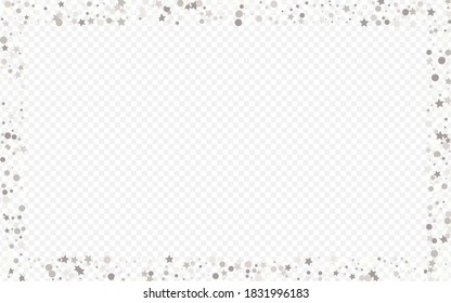 Silver Polka Light Transparent Background. Abstract Dust Card. White Sequin Effect Background. Glow Paper Postcard.