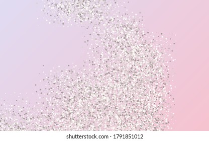 Silver Polka Rich Pink Background. Anniversary Dot Pattern. White Circle Modern Card. Sequin Golden Wallpaper.