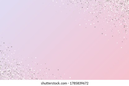 silberner Polka transparenter rosafarbener Hintergrund. Kunstregen-Hintergrund. Whitebook Confetti-Effekt-Bildschirmhintergrund. Staubglas-Postkarte.