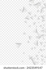 Silver Polygon Background Transparent Vector. Origami Geometry Illustration. Hoar Shadow Template. Shard Shatter. Grizzly Triangular Banner.