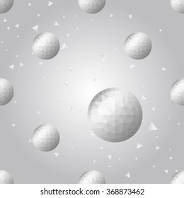 Silver polygonal shape: circle on white silver sparkle background. Metal polygonal seamless pattern in hipster triangle low poly style. Silver background for vip, gift, website techno design