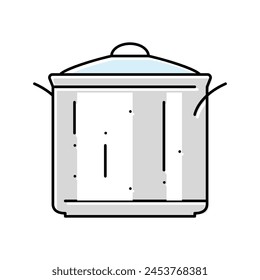 Silbertopf-Kochen-Farbsymbol-Vektorgrafik. Silbertopf-Kochzeichen. Isolierte Symboldarstellung