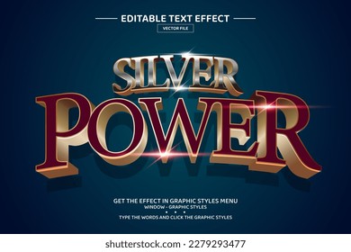 Silver power 3D editable text effect template