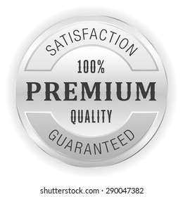 Silver premium quality seal on white background