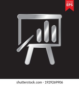 Silver Presentation icon in trendy style isolated on black background. Business and Offices symbol for your web site design, logo, app, UI. Eps10 vector illustration.