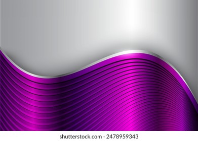 Silbervioletter abstrakter Hintergrund mit wellenförmigem Muster, 3D-Vektorillustration.