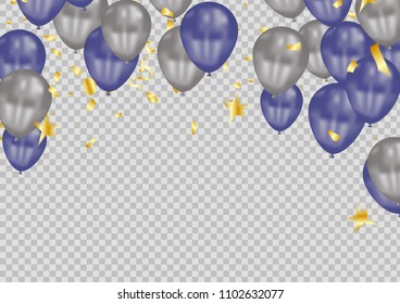 silver and purple balloon on transparent background