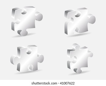 silver puzzle piece vector illustration