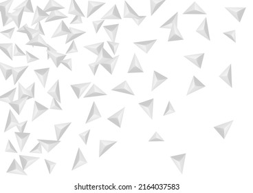 Silver Pyramid Background White Vector. Triangular Light Template. Greyscale Luxury Backdrop. Fractal Volume. Gray Triangle Design.