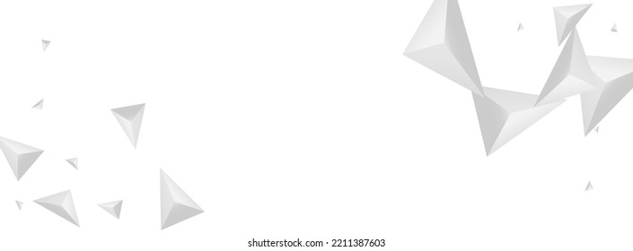 Silver Pyramid Hintergrund, weißer Vektorgrafik. Crystal Render Banner. Grizzly isolierte Textur. Shard Space. Gray Fractal Design.