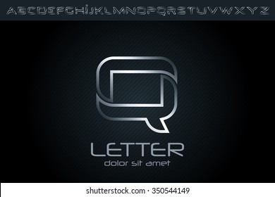 Silver Q Letter Logo, alphabet logo design.
