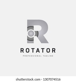 Silver R Letter Dot Logo Design