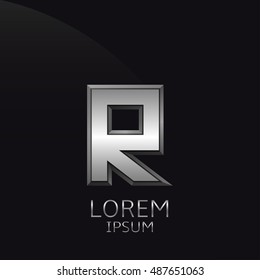 Silver R Letter emblem. Business logo template
