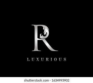 Silver R Luxury Logo Icon, R Wave Letter Logo Design.
