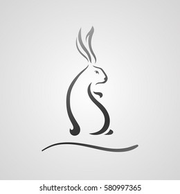 Silver rabbit logo. Vector illustration.