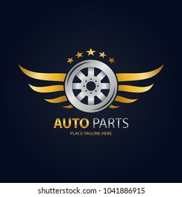 Silver racing tires with golden wings icon
