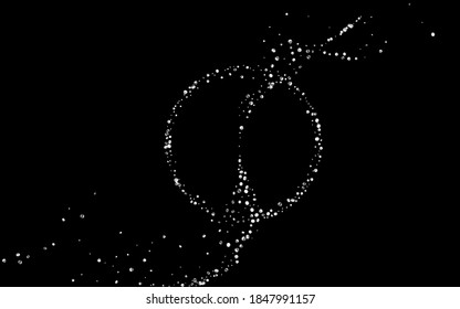 Silver Rain Abstract Vector Black Background. Art Dust Illustration. White Polka Glamour Wallpaper. Round Anniversary Background.
