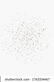 Silver Rain Bridal Transparent Background. Glamour Round Background. White Splash Effect Design. Confetti Vector Card.