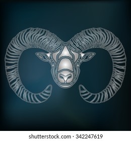 Silver Ram, zodiac Aries sign for astrological predestination and horoscope