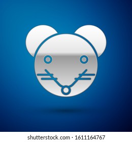 Silver Rat zodiac sign icon isolated on blue background. Astrological horoscope collection.  Vector Illustration