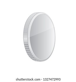 Silver realistic 3d coin isolated on a white background
