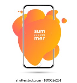 Silver realistic mobile phone on a white background. Abstract mockup for phone.