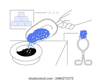 Silver recovery abstract concept vector illustration. Process of silver refinery, raw materials industry, metallurgy sector, precious metals mining, jewellery creation process abstract metaphor.