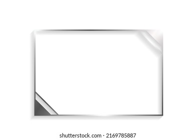 Silver rectangle frame with shadows and highlights isolated on a white background.