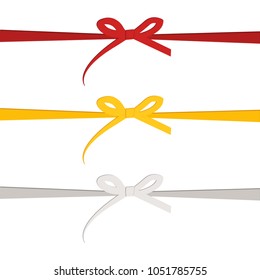 Silver, red, gold color bow knot and ribbon set