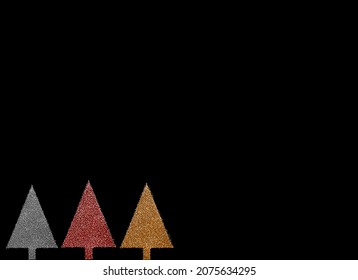 Silver, red and gold glitter particles Christmas trees isolated  on png or transparent  background. Graphic resources for New Year, Birthdays and luxury card. Vector illustration 