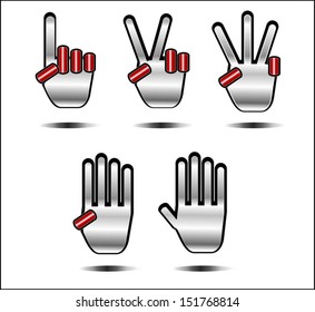 silver and red hand icon 